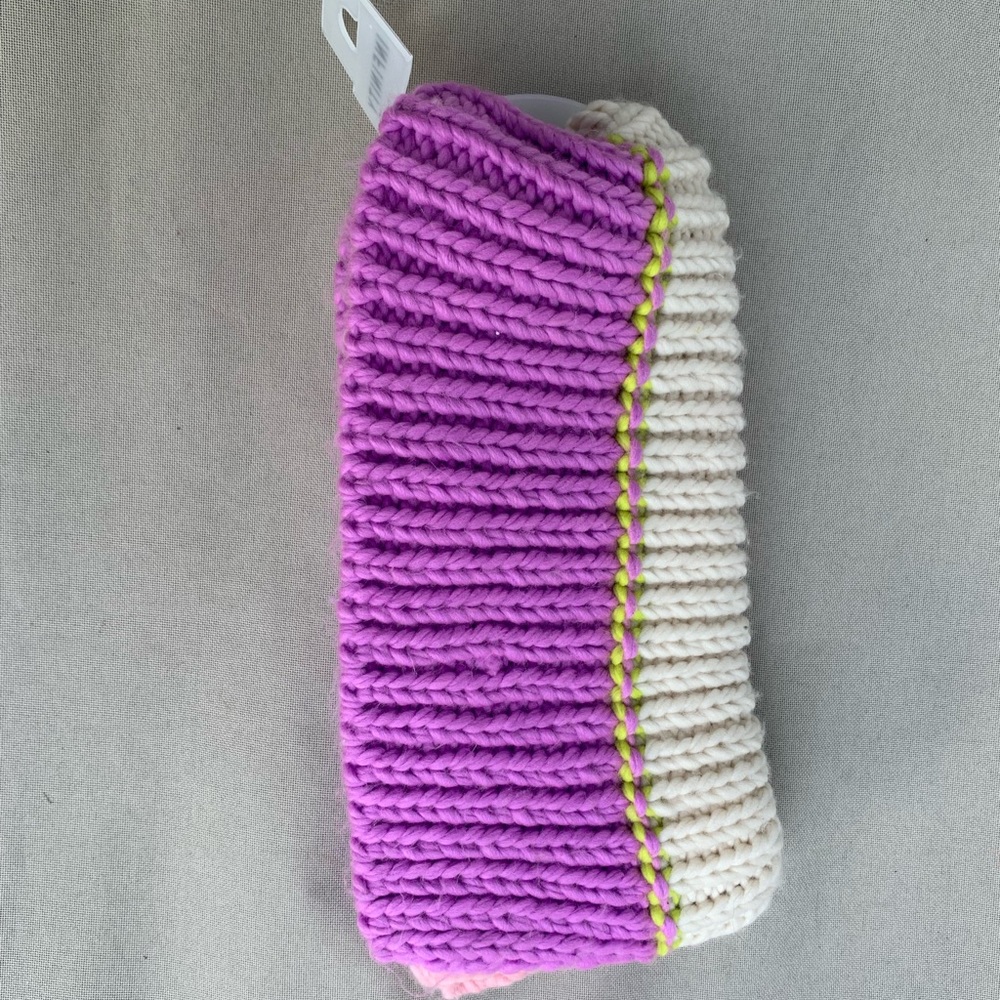 Purple Cream Pink Stripe Striped Infinity Winter Scarf Collar NWT reversible - Picture 3 of 9